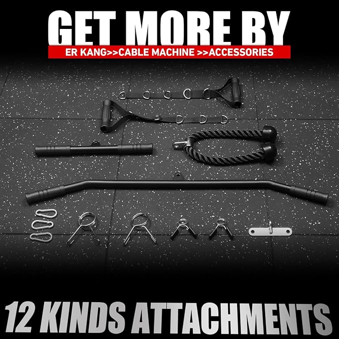 ER KANG Wall Mount Cable Station, Cable Crossover Machine with 18 Positions Dual Pulley System for Home Gym Fitness Equipment-StrideForce Fitness