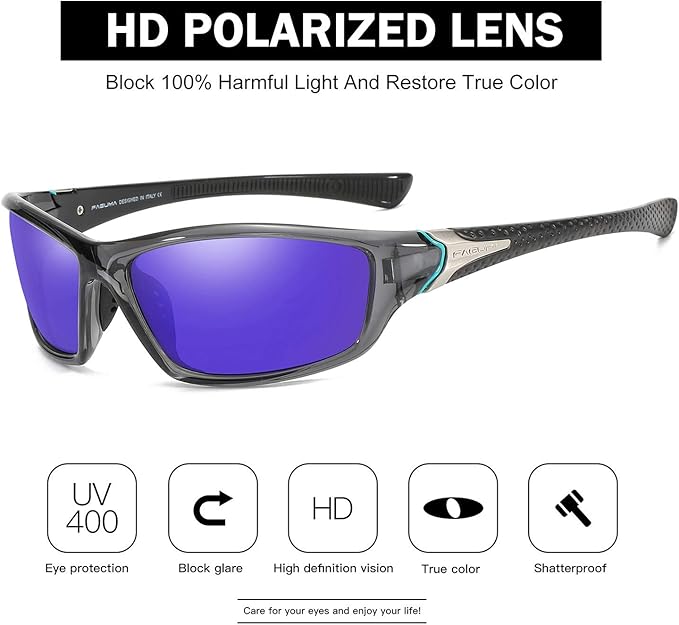 FAGUMA Sports Polarized Sunglasses For Men Cycling Driving Fishing UV400 Protection-StrideForce Fitness