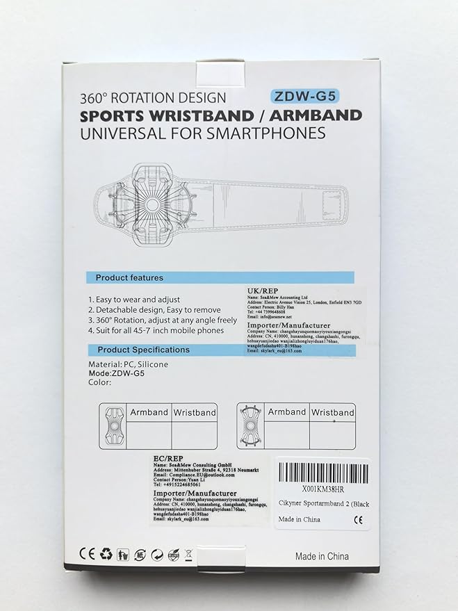 Cikyner Running Armband Phone Holder - 360 Rotatable & Detachable Sports Armband With Earphone/Cash Pocket for 4.5-7'' iPhone - for Gym, Hiking-StrideForce Fitness