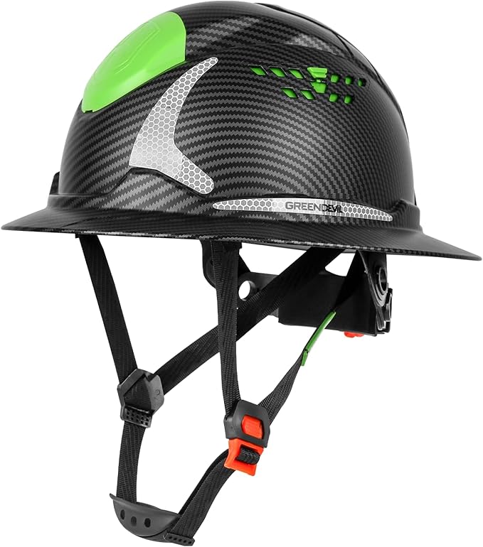 GREEN DEVIL Matrix Full Brim Hard Hat with Headlight Vented Construction Safety Helmet OSHA Approved Cascos De Construccion Work Hardhat for Men&Women-StrideForce Fitness