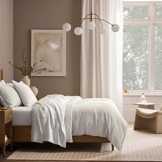 BOLL & BRANCH Dream Bed Blanket - Full/Queen, White - Luxury 100% Organic Cotton - Soft, Lightweight and Breathable - Cloud-Like Touch-StrideForce Fitness