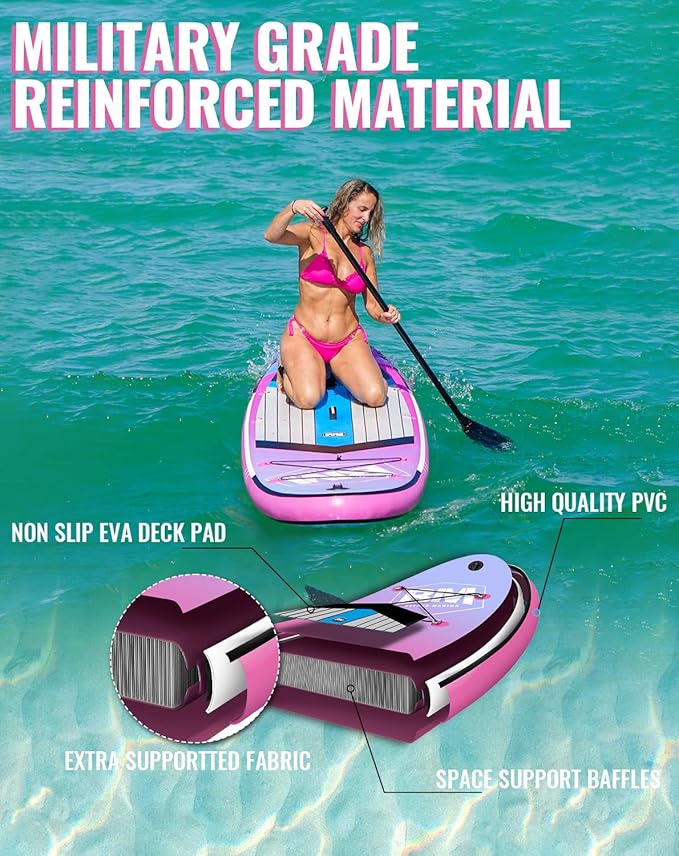 BM Paddle Board Inflatable Stand Up Paddle Board, SUP Paddleboard for Adult, Premium Accessories | Non-Slip EVA Deck & Foam Handles, Camera Mount, Double Action Pump, 85L Travel Backpack-StrideForce Fitness