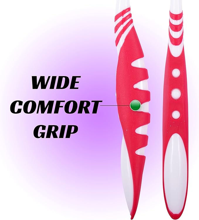 Lingito Extra Firm Toothbrush Set for Adults or Smokers Travel Toothbrush Kit, Hard Multicolor Denture Brush, Large Head, Manual Travel Toothbrush Hard Bristles (12 Pack)