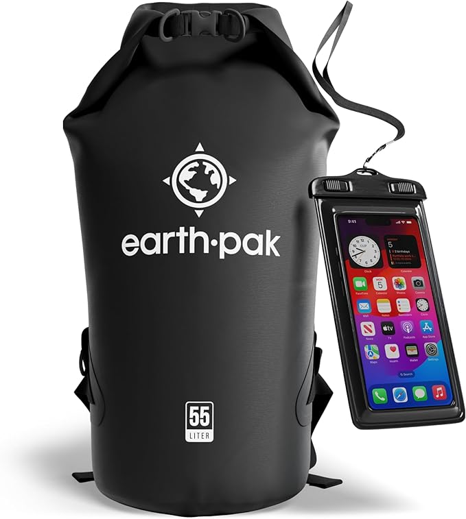 Earth Pak Waterproof Dry Bag - Roll Top Waterproof Backpack Sack Keeps Gear Dry for Kayak with Waterproof Phone Case-StrideForce Fitness