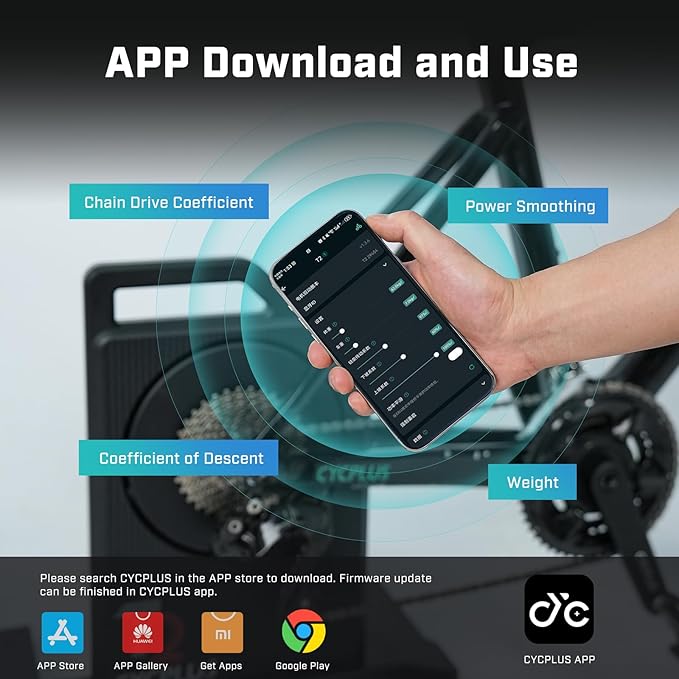 CYCPLUS T2H Smart Bike Trainer - 2200W Brushless Motor, 20% Gradient Simulator, BLE/ANT+ Dual Mode, Virtual Shifting Ready, Triple Silent Design with Dual Cooling Fans-StrideForce Fitness