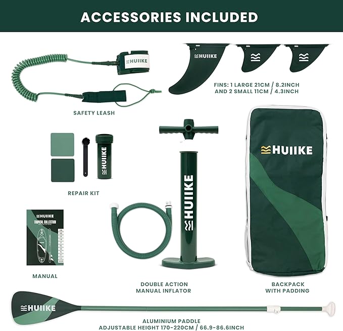 Inflatable Paddle Board for Adults with Accessories Included, Oar, Fins, Pump. Stand Up Paddleboard Great Stability and Resistance. 10’ x 33" x 5.9", Maximum Load 286 lb-StrideForce Fitness