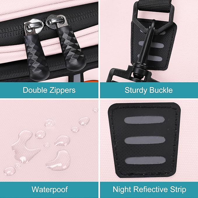 MOSISO Bike Rack Bag with 2 Removable Panniers, Waterproof Bike Trunk Cooler Storage Handbag Insulated Bicycle Rear Seat Pouch, Bicycle Storage Saddle Shoulder Bag Cycling Luggage Pouch, Pink-StrideForce Fitness