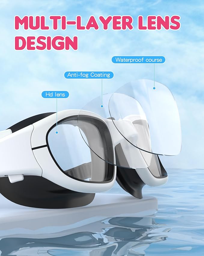 Kids Swim Goggles,Swimming Goggles for Kids 6-14, Anti-Fog UV Protection Pool Glasses for Boys Girls-StrideForce Fitness