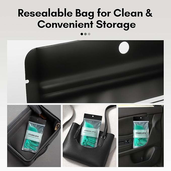 FAMILIFE Floss Picks 75 Count Mint Flavor, Dental Floss Picks for Adults & Kids, Strong Thread Flossers & Tooth Picks Flossers for Daily Oral Care Travel Floss Bag