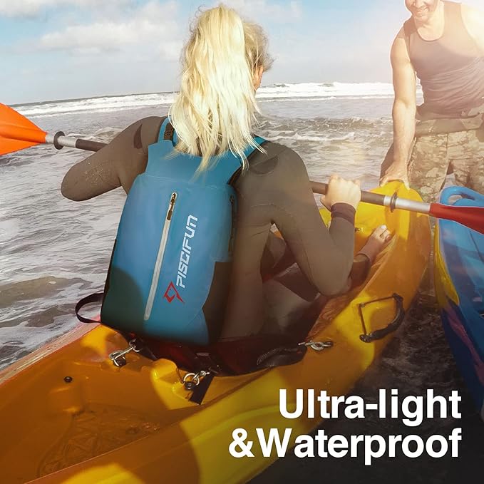 Piscifun Dry Bag Waterproof, Lightweight Dry Backpack Roll-Top Sealed with Waist Pouch and Phone Case Keeps Gear Dry Inside for Kayaking, Boating 10L 20L 30L-StrideForce Fitness