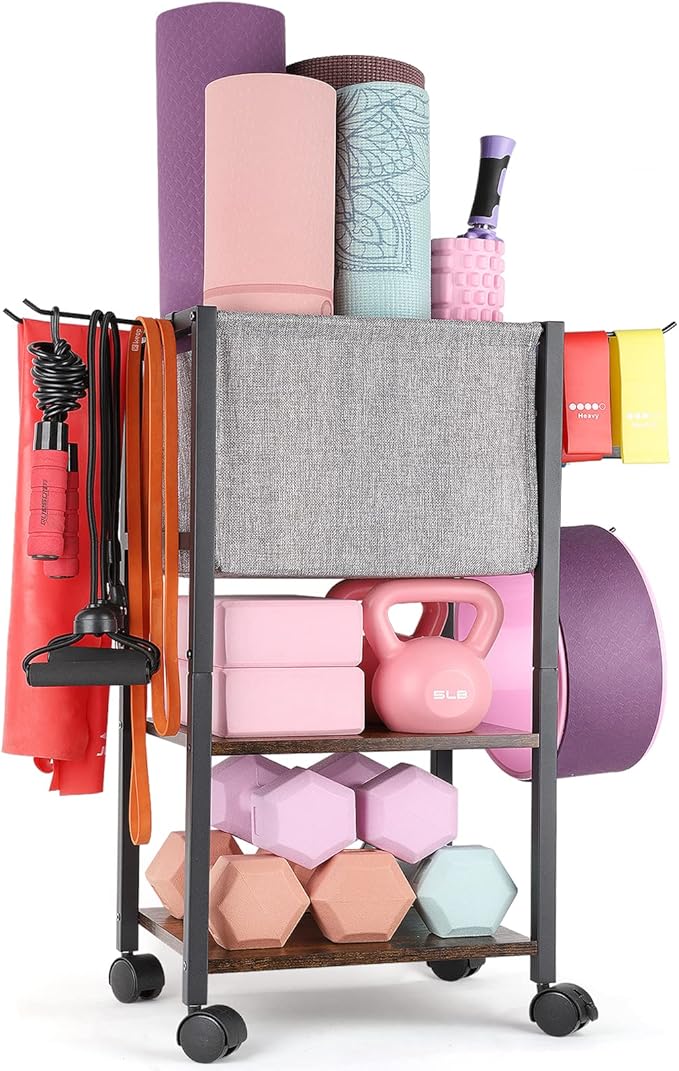 Yoga Mat Storage Rack Home Gym Equipment Workout Equipment Organizer Yoga Mat Holder for Dumbbell,Kettlebell and More Gym Accessories Gym Essentials Women Men Fitness Exercise Equipment Organization-StrideForce Fitness