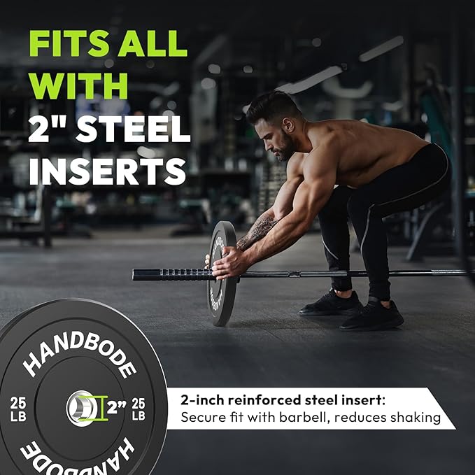 Bumper Plates 2 - Inch Olympic Weight Plate Set for Barbell, 10-55 lb Rubber Weights Sets for Home Gym, Strength Training Plate, Weight Lifting, Black-StrideForce Fitness