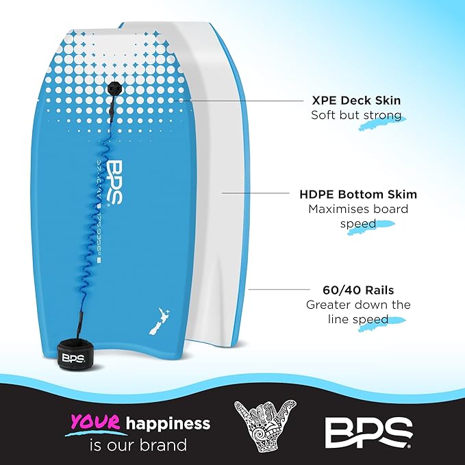 BPS 'Storm' Bodyboard with Premium Coiled Leash - Lightweight with EPS Core, Durable for All Wave Conditions-StrideForce Fitness