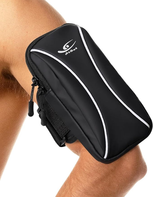 HiRui Arm Bag & Wrist Bag Phone Holder, Sports Running Armband for Gym, Cycling & Workout, Compatible with iPhone 16/15/14 Series, Samsung Galaxy & More, Reflective, Adjustable, Secure Fit (Black)-StrideForce Fitness