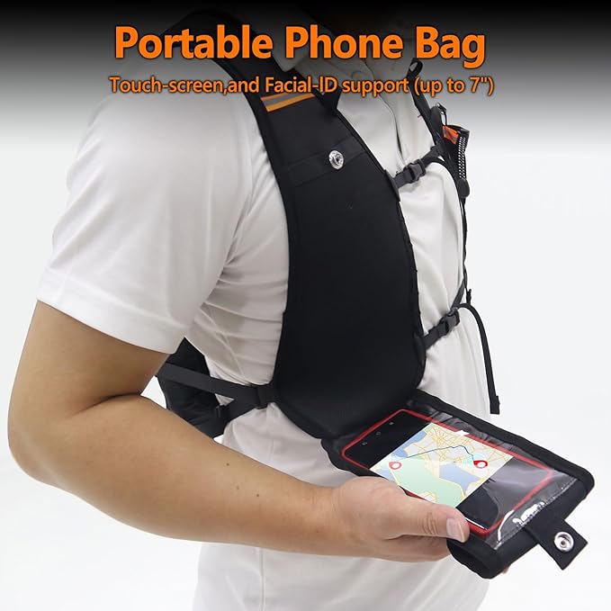 Hydration Backpack with 2L Hydration Bladder, Touch Phone Pocket, Compass, Whistle, Lightweight Breathable Reflective Running Water Backpack for Hiking Hydration Pack for Running Cycling-StrideForce Fitness