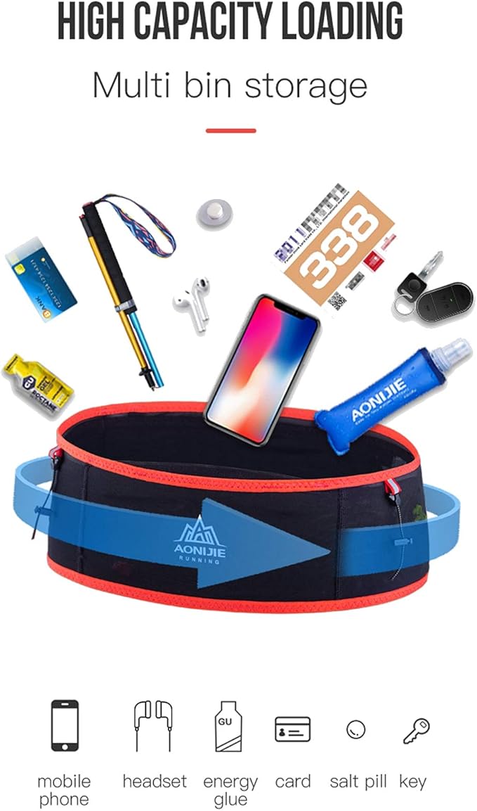 AONIJIE Hydration Belt Running Fanny Pack, with 250ml Soft Water Bottle Flask Phone Holder for Trailing Running Climbing Jogging Cycling Workout Fitness 3 Colors (Red, S/M)-StrideForce Fitness