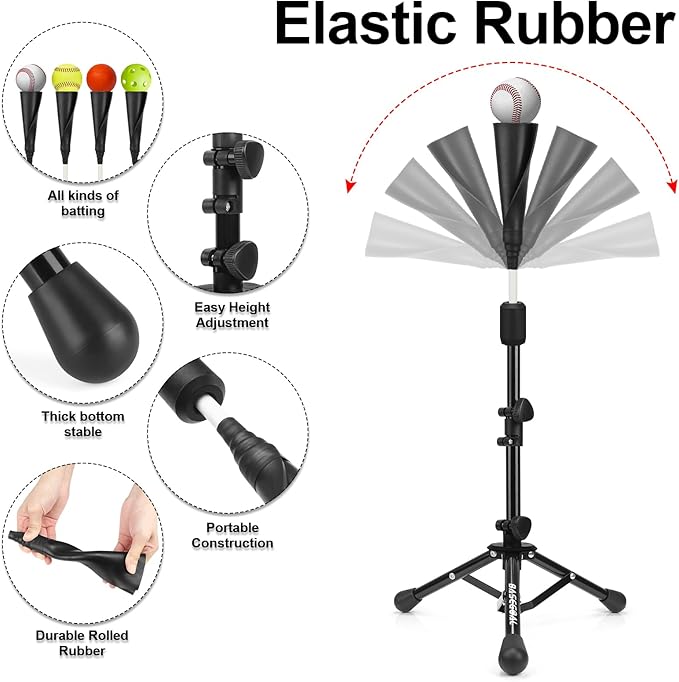 Baseball Tee for Kids,Youth Stand Set,Teeball Set,Youth Baseball,Softball Batting Tee Set,Easy Adjustable Height-StrideForce Fitness