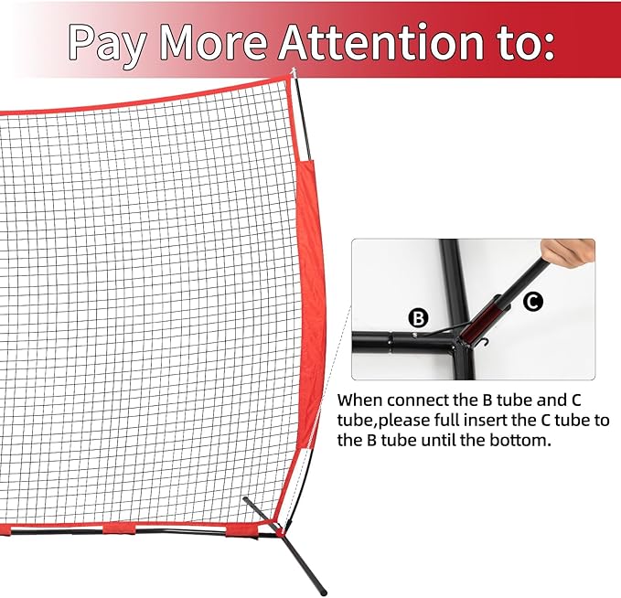 7x7/16x10/20x10ft Backstop Net, Ball Stop Net with Handbag,Fix Sports Net Barrier by 4 Spike&2 Sandbag,Sports Practice Barrier Net for Baseball,Softball,Lacrosse Train,Backstop Net for Backyard-StrideForce Fitness