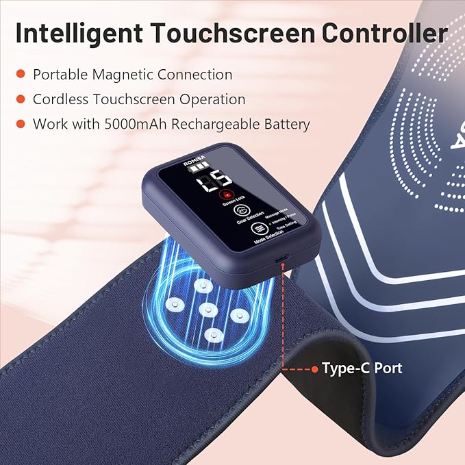 Red Light Therapy Belt & Back Massager for Pain Relief, Infrared Light Therapy Vibration Rechargeable, Red Light Therapy Device for Body Massage for Back Shoulder Waist Knee for Cordless Use-StrideForce Fitness