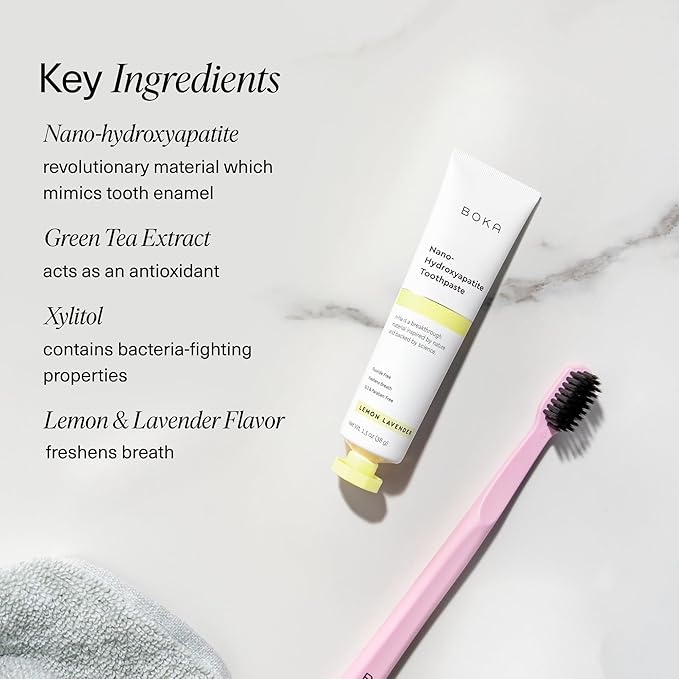 Boka Fluoride Free Toothpaste, Nano Hydroxyapatite Toothpaste, Appropriate for Sensitive Teeth - for Adult, Kids Oral Care - Lemon Lavender Flavor, 1.3 Fl Oz 2Pk US Manufactured