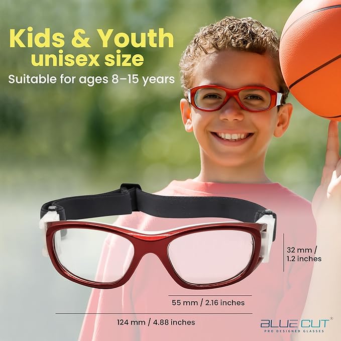 BLUE CUT Safety Basketball Goggles For Kids for Outdoor Sports Activities Anti Fog Replaceable to Prescription Lenses-StrideForce Fitness