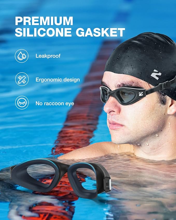 ZIONOR G1 Lite Swim Goggles with Swim Cap Comfortable Anti-fog Swimming Goggles Cap Set for Adult Men Women-StrideForce Fitness