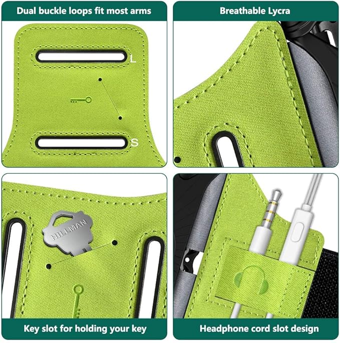 VUP Running Armband 360°Rotatable for iPhone 13/Pro Max/Pro/Mini/12/11/SE/Xs/XR/X/8/7/Plus, Fits All 4-6.7 Inch Smartphones, with Key Holder Phone Armband for Running Hiking Biking (Green)-StrideForce Fitness