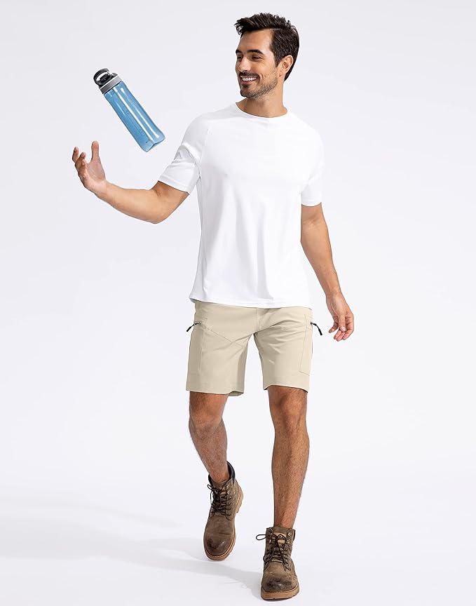 Pudolla Men's Hiking Cargo Shorts 9" Lightweight Outdoor Work Shorts for Men Travel Golf Camping Casual with 5 Zipper Pockets-StrideForce Fitness