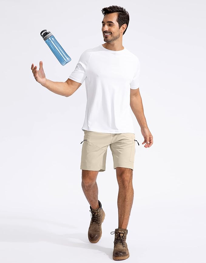 Pudolla Men's Hiking Cargo Shorts 9" Lightweight Outdoor Work Shorts for Men Travel Golf Camping Casual with 5 Zipper Pockets-StrideForce Fitness