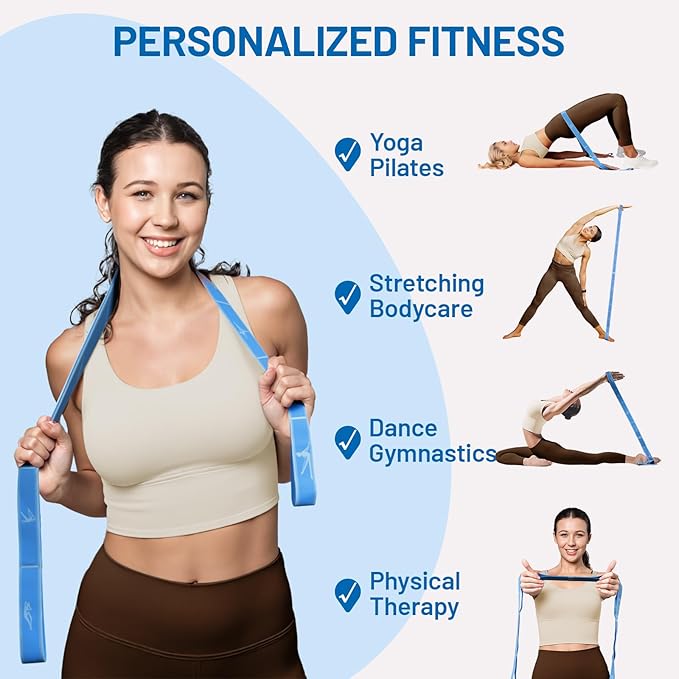 Slim Panda Stretch Strap, Dance Stretch Bands Flexibility, Elastic Yoga Stretching Strap with 9 Loops for Physical Therapy, Pilates, Yoga, Ballet, Gymnastics Stretching Bands for Exercise-StrideForce Fitness
