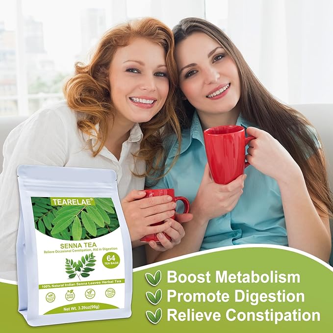 TEARELAE - Senna Tea - 1.5g x 64 Count Senna Leaves Tea Bags - Premium Indian Senna Leaves - Relieve Constipation, Aid in Digestion - Caffeine-Free, Non-GMO-StrideForce Fitness