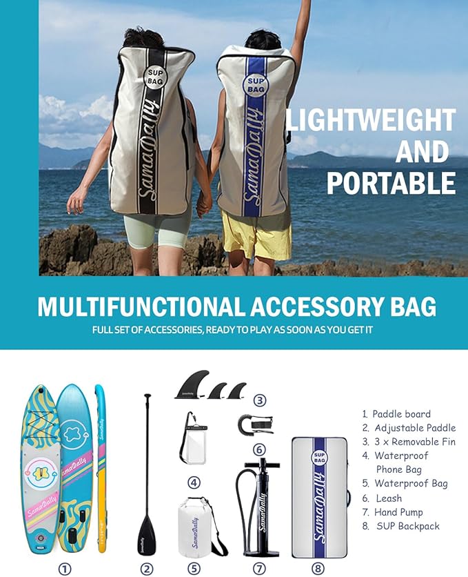 11'Stand Up Paddle Boards Surf Control with Premium SUP Board Accessories Backpack & Removable Fins, 34" Wide Inflatable Paddle Boards of All Skill Levels-StrideForce Fitness