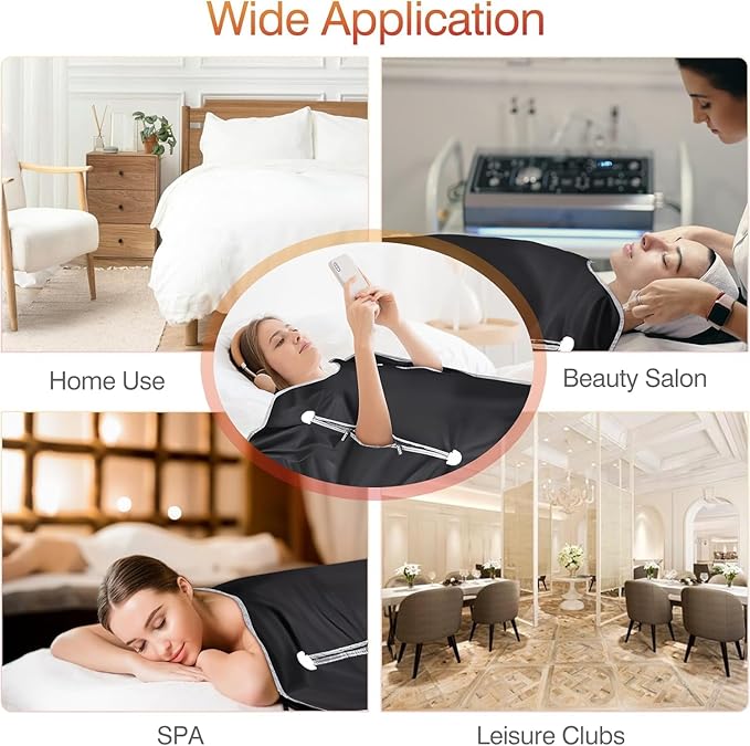 Infrared Sauna Blanket-Sauna Blanket for Home Use, Portable Design for Relaxation and Detoxification Highest 176℉, 20-60 Minutes Timer (Deep Black)-StrideForce Fitness