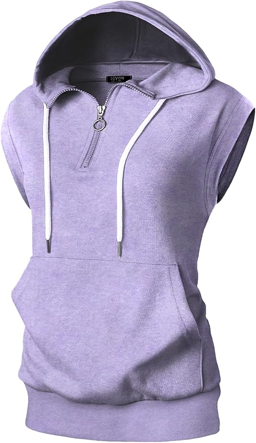 GIVON Women's Lightweight Hooded Vest Sleeveless 1/4 Zip Pullover Casual Hoodie Sweatshirt with Pockets