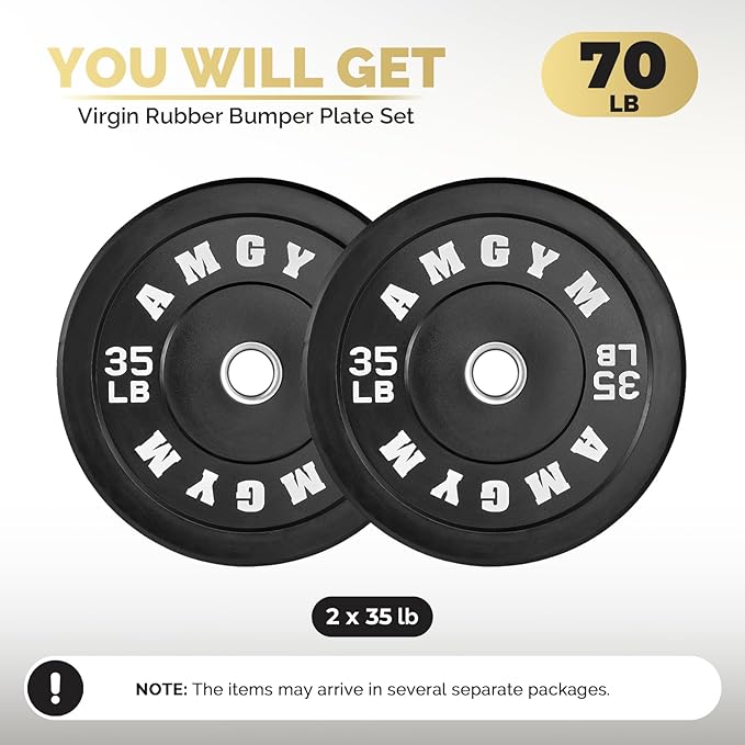 2 Inch Bumper Plates，10-500lbs，Barbell Rubber Olympic Weight Plates Set for Home Gym, Strength Training & Weight Lifting, Multiple Options Colors-StrideForce Fitness