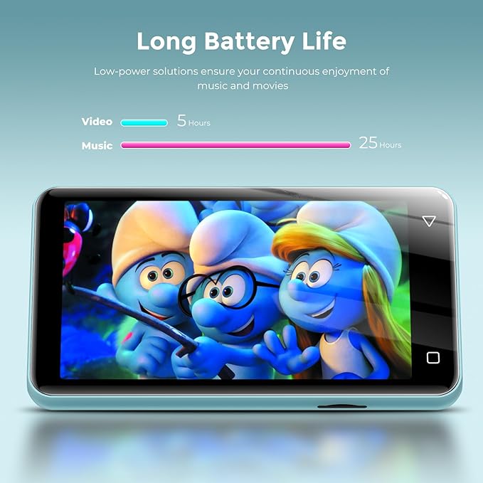 innioasis 80GB MP3 Player with Bluetooth and WiFi, MP3 Player for Kids with Spotify, Spotify Kids, Pandora, Audible, 4.0" Touch Screen Music Player with Parental Controls, Up to 1TB (White+ Sky-Blue)-StrideForce Fitness