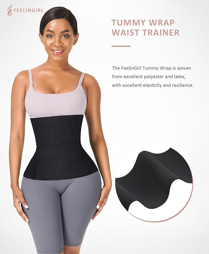 FeelinGirl Waist Trainer for Women Trimmer Belt Waist Cincher Tummy Wrap Plus Size Snatch Me Up Bandage Body Shaper-StrideForce Fitness