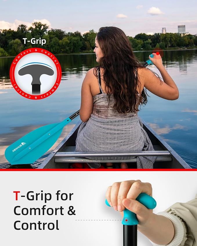 Abahub Adjustable Canoe Paddle Aluminum Shaft, 4'3''-5'3''/130cm-160cm, Floatable Oar for Canoeing Boating Kayaking-StrideForce Fitness