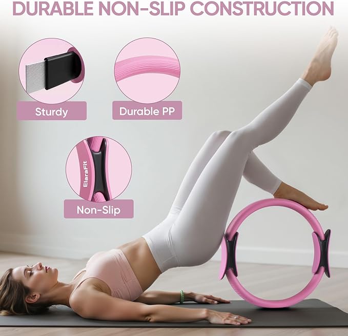 Home Pilates Kit for Women Pilates Equipment Ring and Ball Set Magic Circle Hoop with 5 Resistance Bands Compact Toning Fitness Essentials Starter Set Accessories-StrideForce Fitness