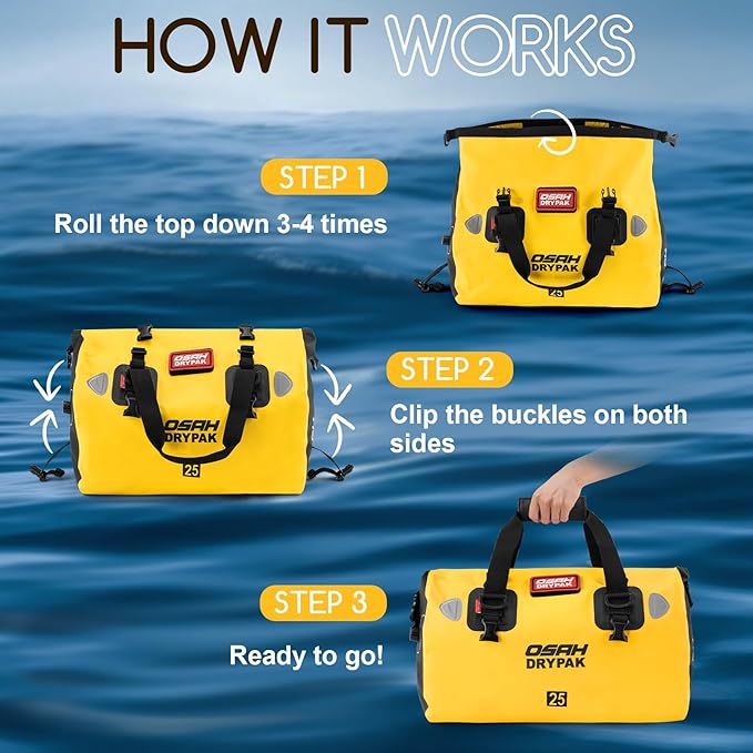 Waterproof Duffel Bag - Motorcycle Dry Bag Tail Bag with Large Storage Space, Waterproof Luggage Duffle Bags with Outer Mesh Zipper Pocket for Camping, Kayaking, Fishing & Traveling-StrideForce Fitness