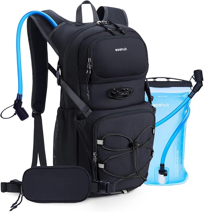 ECOHUB Hydration Backpack for Men Women, 20L Lightweight Hiking Daypack Cycling Backpack with 2L Water Bladder, Insulated Hydration Pack with Waist Pack-StrideForce Fitness