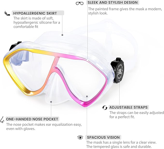 Scuba Diving Mask for Adults - Premium Anti-Fog Snorkeling Mask Comfortable & Leak-Proof Swim Goggles with Nose Cover for Scuba Diving, Snorkeling & Underwater Adventures-StrideForce Fitness