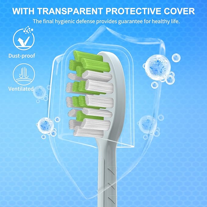 Toothbrush Replacement Heads Compatible with Philips One Series Sonicare Battery Toothbrush BH1022/03, 10 Pack Replacement Heads, Soft Bristles, Mint Light Blue