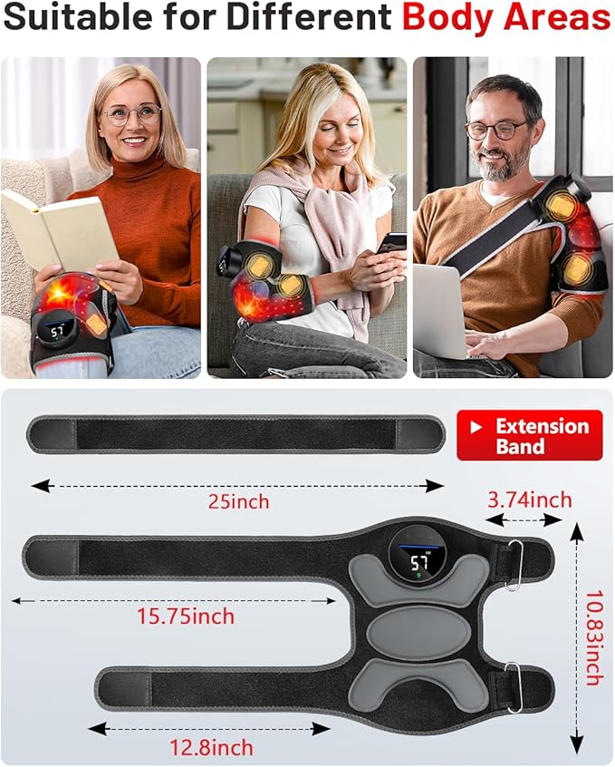 Upgraded PRO Red Light Therapy Knee Brace & 4 Vibration Massage - Wireless Rechargeable Controller, 660nm&850nm Red Light Therapy Heated Device for Knee/Elbow/Shoulder Pain-StrideForce Fitness