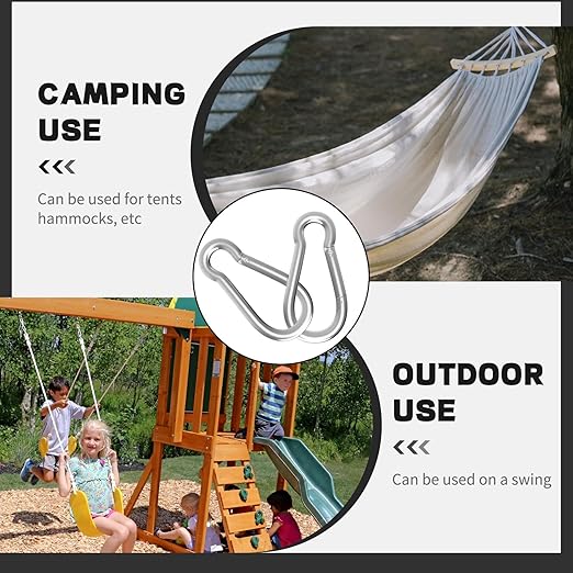 12PCS M5 Spring Snap Hook Carabiner, Heavy Duty Galvanized Steel Carabiner Clip, 220LBS Holding Capacity Spring Clips for Hammock Swing Outdoor Travel-StrideForce Fitness