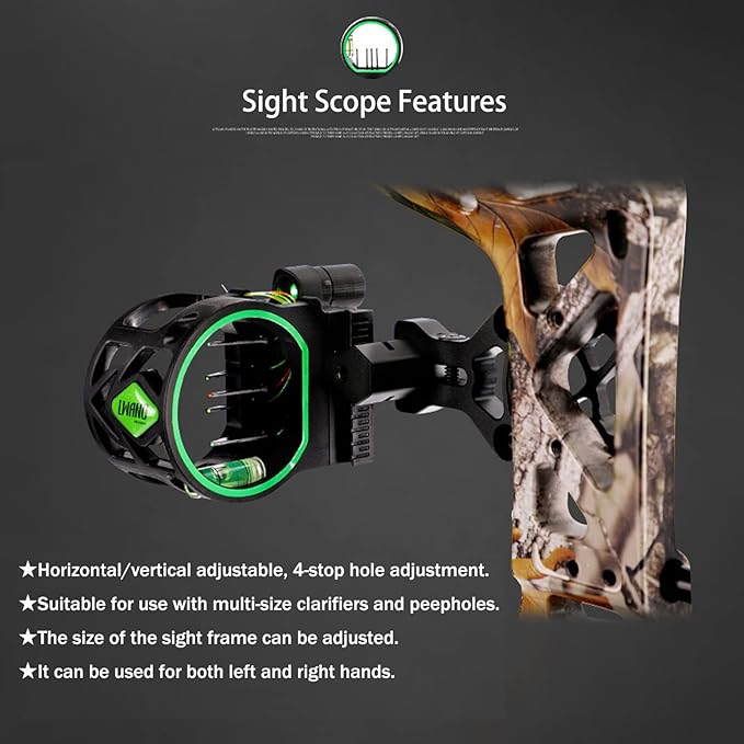 Archery Bow Sight Compound Bow Sight 5 Pin Bow Sights Micro Adjustable with Bow Sight Light Aluminum Alloy Sight for Right and Left Hand-StrideForce Fitness