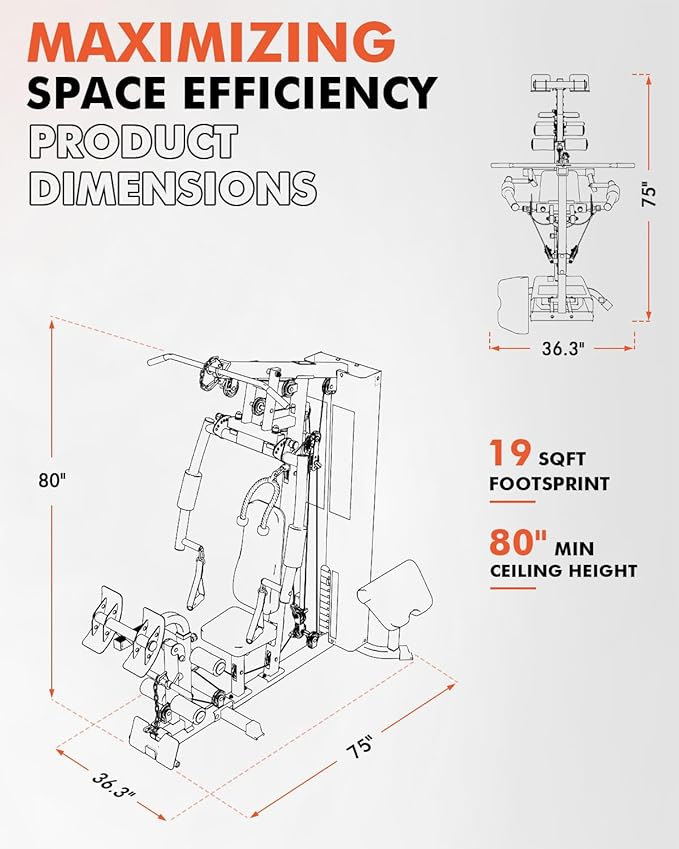 Mikolo Home Gym, Workout Station with 150LBS Weight Stack, Multifunctional Home Gym Equipment, Exercise Equipment for Full Body Strength Training-StrideForce Fitness