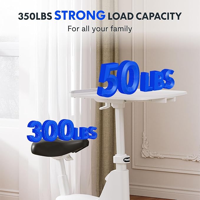 FLEXISPOT Exercise Bike with 2D Desktop, Space Saving Under Desk Bike with Removable Desk, Stationary Bikes Indoor Bikes with 300LBS Heavy Duty 8-Level Resistance Flywheel Optional LCD, V9PRO/V9MAX-StrideForce Fitness