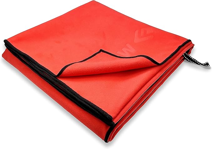 Flow Hydro Sport Towel - Microfiber Quick Dry Swimming Towels for Swim, Pool, Triathlon, and Other Water Sports in Medium, Large, Extra Large, and Hooded Sizes (Red, X-Large (72" x 40"))-StrideForce Fitness