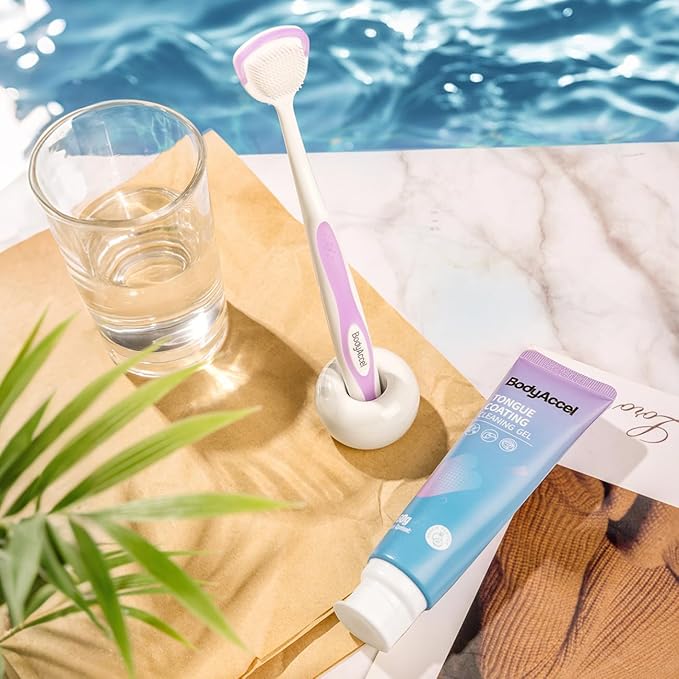 BodyAccel Tongue Cleaner Gel – Fresh Breath Oral Care Gel for Bad Breath Removal, Tongue Scraper Gel for Oral Hygiene & Healthy Mouth(3.5oz）